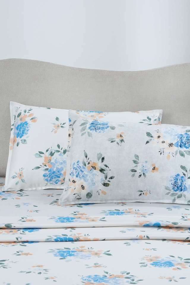 Eclectic-Garden-Gabriella-Blue-Double-Bed-Sheet-with-Pillow-Case