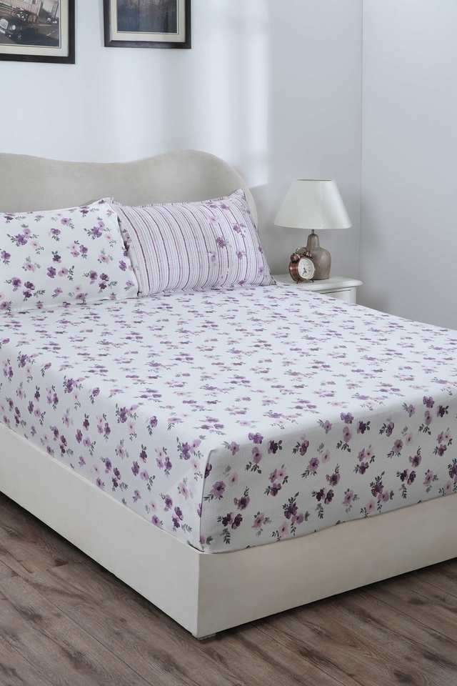 Eclectic-Garden-Ellen-Purple-Single-Fitted-Sheet-with-Pillow-Case