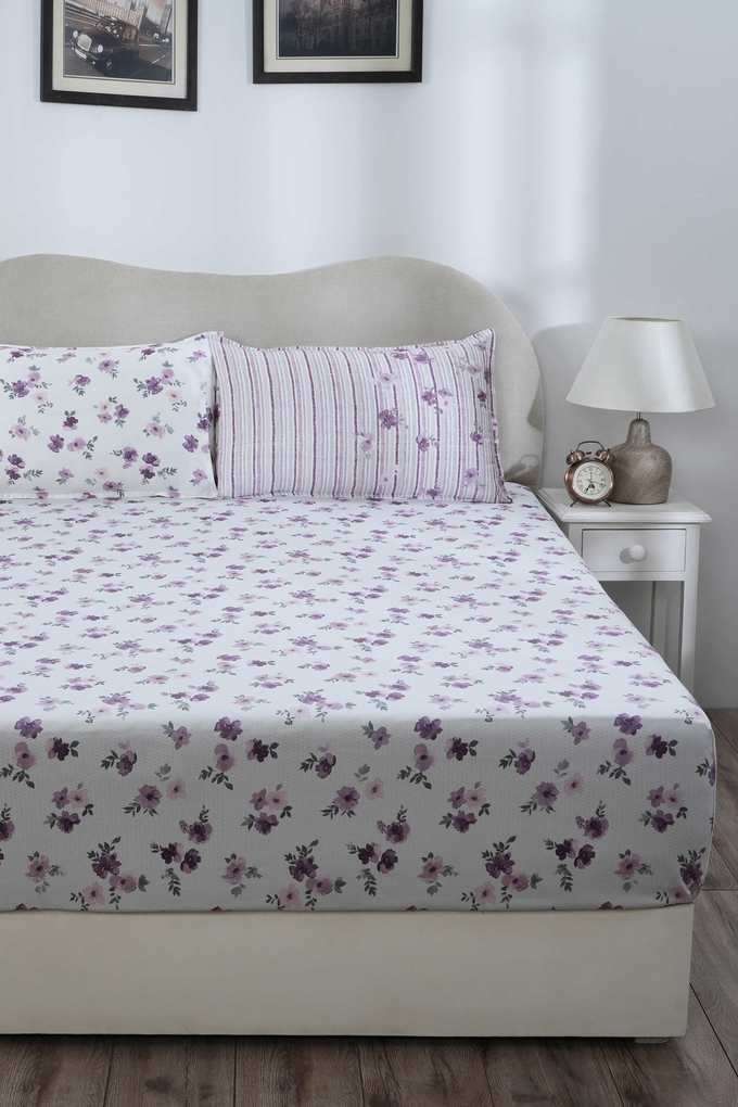 Eclectic-Garden-Ellen-Purple-Single-Fitted-Sheet-with-Pillow-Case