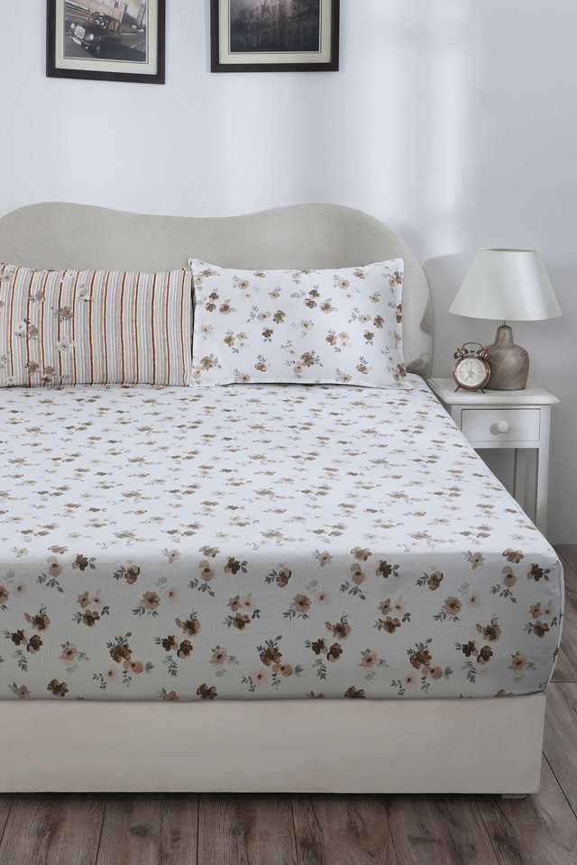 Eclectic-Garden-Ellen-Brown-Double-Fitted-Sheet-with-Pillow-Case