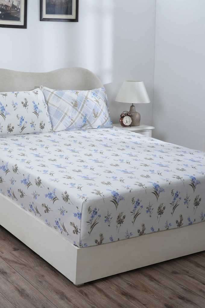 Eclectic-Garden-Maeve-Blue-Double-Fitted-Sheet-with-Pillow-Case
