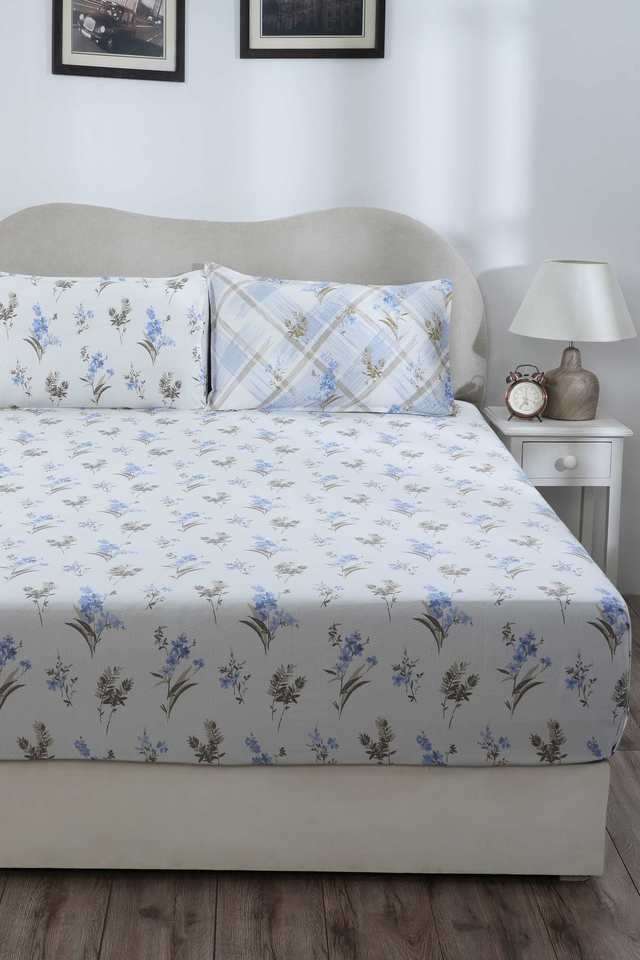 Eclectic-Garden-Maeve-Blue-Double-Fitted-Sheet-with-Pillow-Case