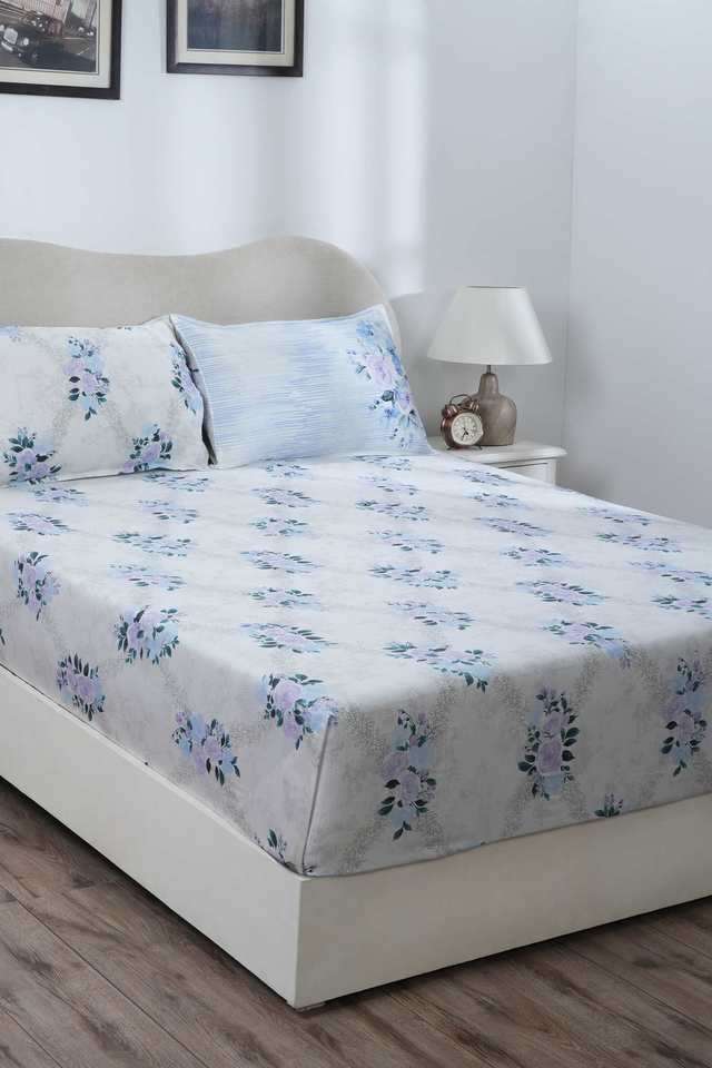 Eclectic-Garden-Arielle-Blue-Double-Fitted-Sheet-with-Pillow-Case