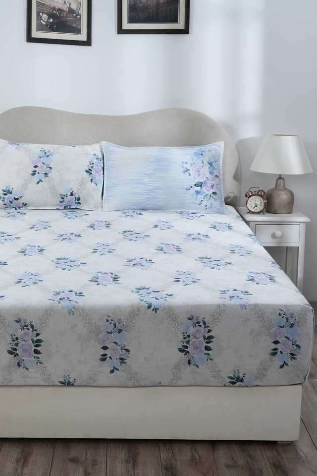 Eclectic-Garden-Arielle-Blue-Double-Fitted-Sheet-with-Pillow-Case