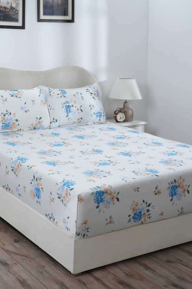 Eclectic-Garden-Gabriella-Blue-Double-Fitted-Sheet-with-Pillow-Case