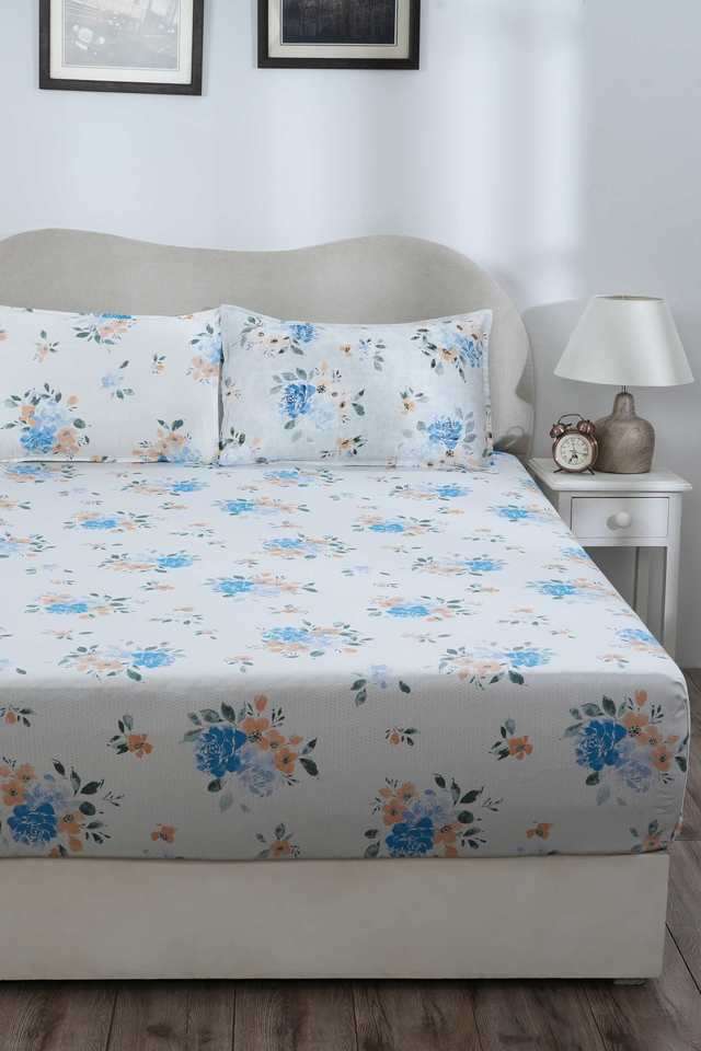 Eclectic-Garden-Gabriella-Blue-Double-Fitted-Sheet-with-Pillow-Case