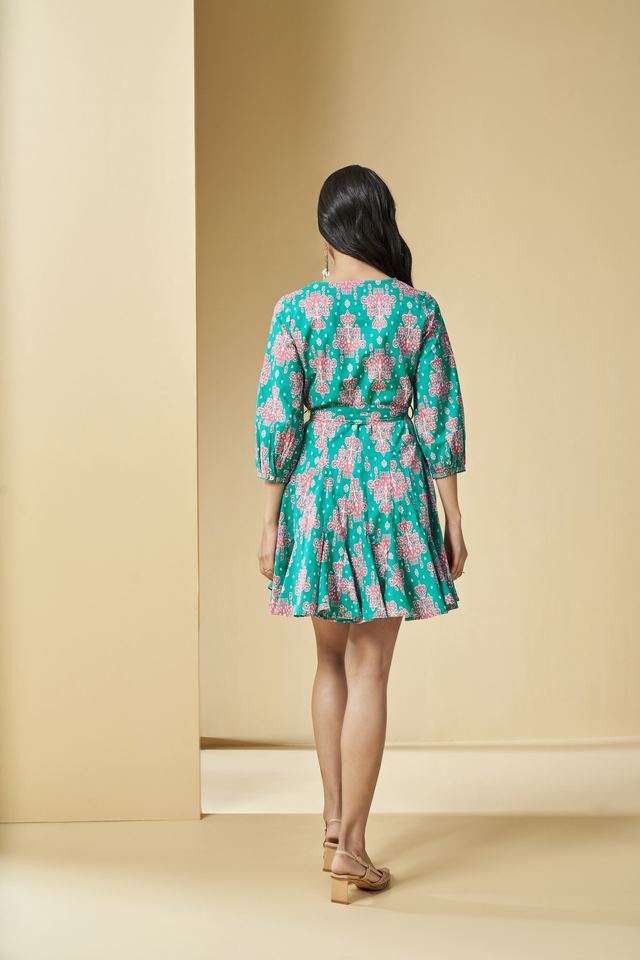 global desi green dress Buy GLOBAL DESI green Floral Cotton V-Neck Womens Casual Wear Dress