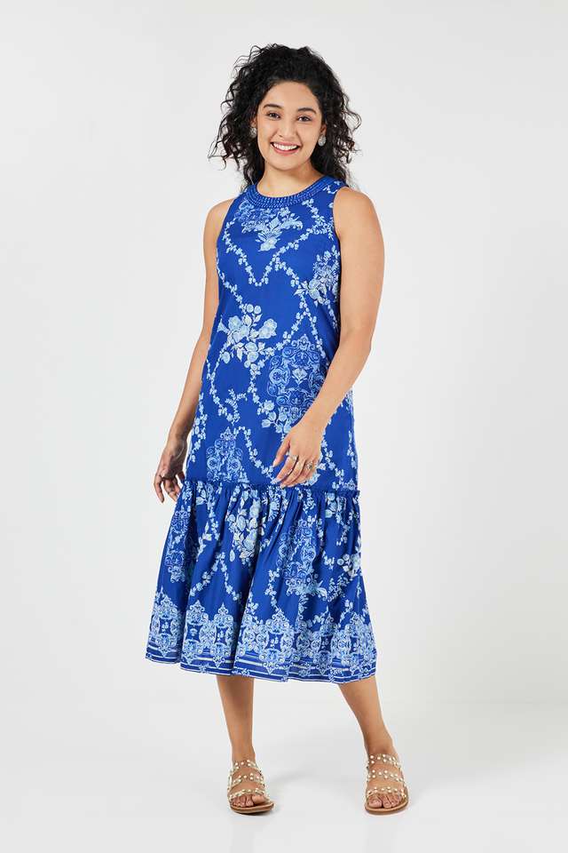 Printed-Round-Neck-Rayon-Women-s-Ankle-Length-Ethnic-Dress