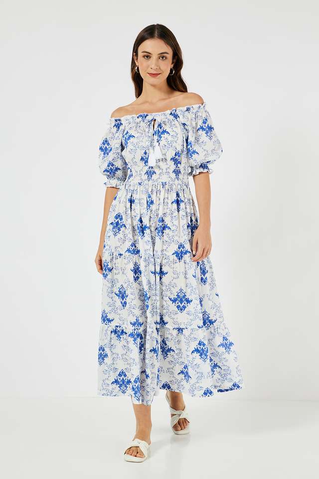 Printed-Off-Shoulder-Cotton-Women-s-Ethnic-Dress