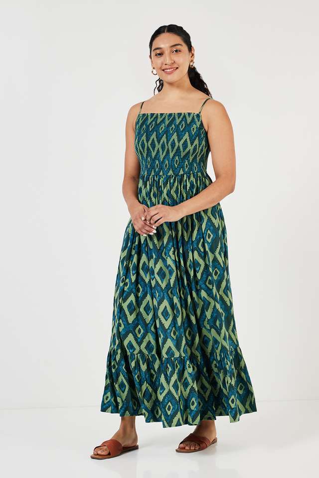 Printed-Square-Neck-Rayon-Women-s-Ankle-Length-Ethnic-Dress