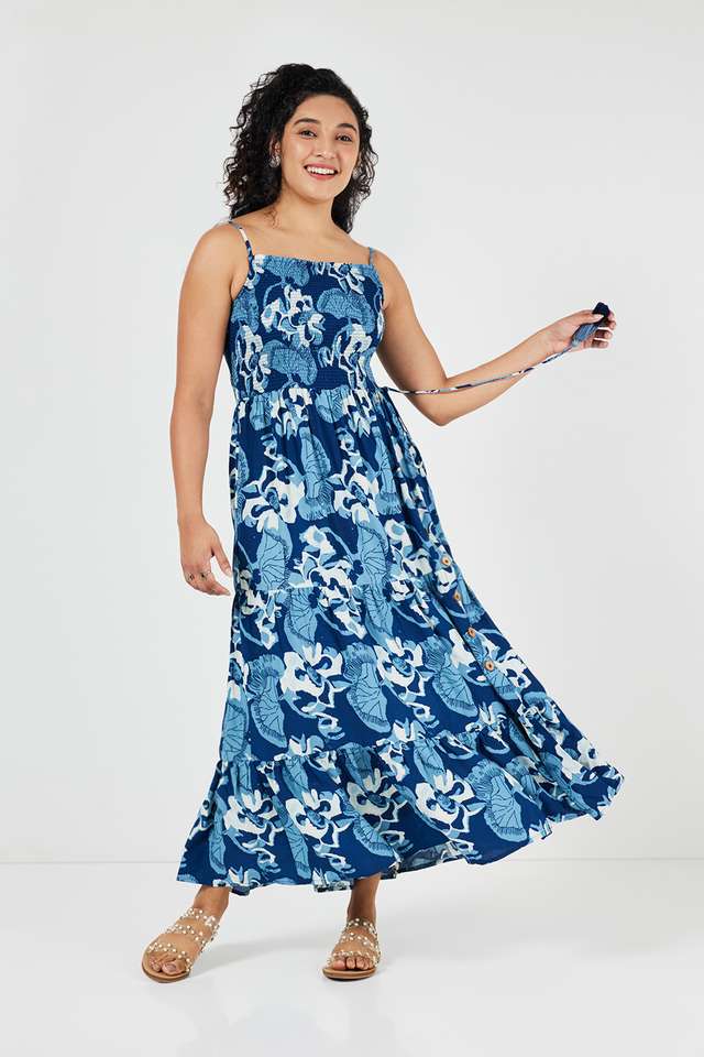 Printed-Square-Neck-Rayon-Women-s-Ankle-Length-Ethnic-Dress