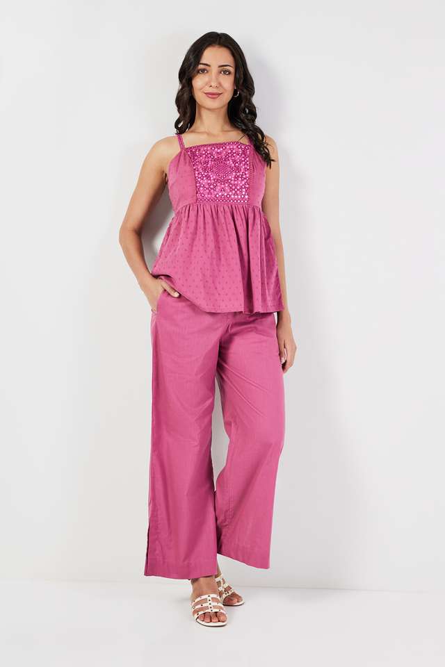 Solid-Ankle-Length-Cotton-Women-s-Palazzos