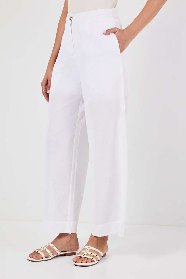 Solid-Ankle-Length-Cotton-Women-s-Palazzos