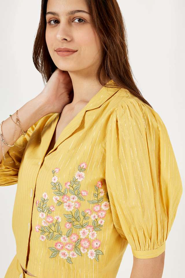 Solid-Cotton-Collared-Women-s-Tunic