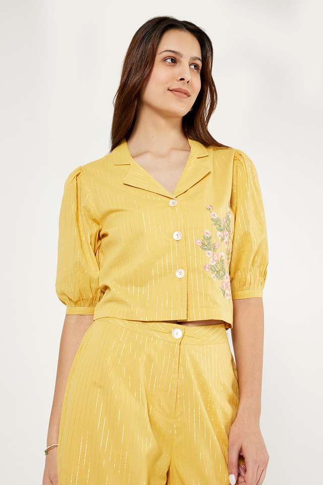 Solid-Cotton-Collared-Women-s-Tunic