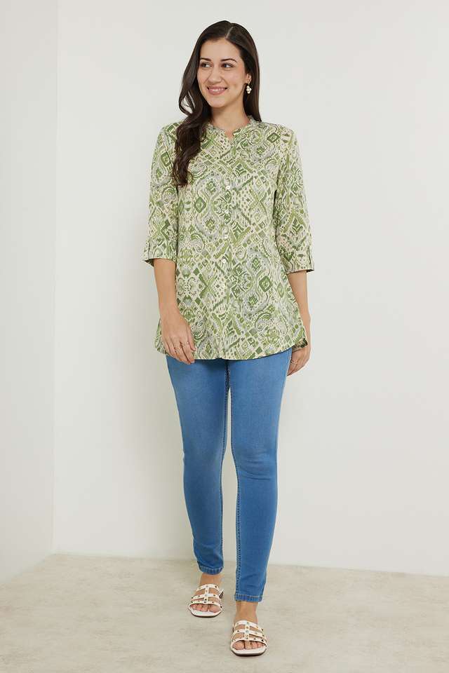 Printed-Rayon-Collared-Women-s-Tunic