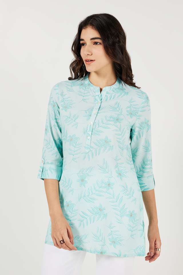 Floral-Rayon-Collared-Women-Casual-Wear-Tunic