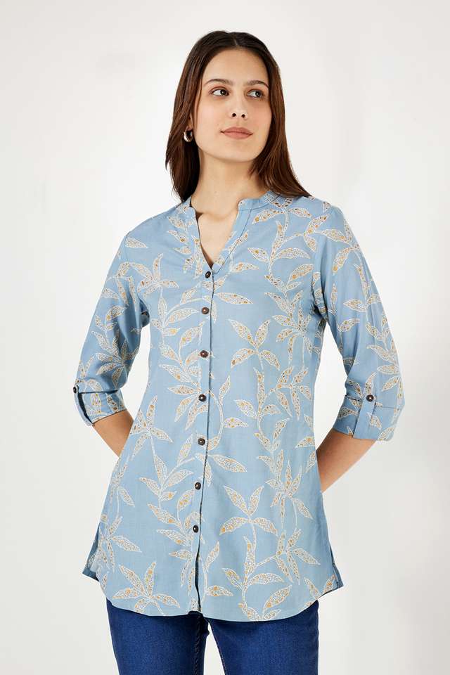 Floral-Rayon-Collared-Women-Casual-Wear-Tunic