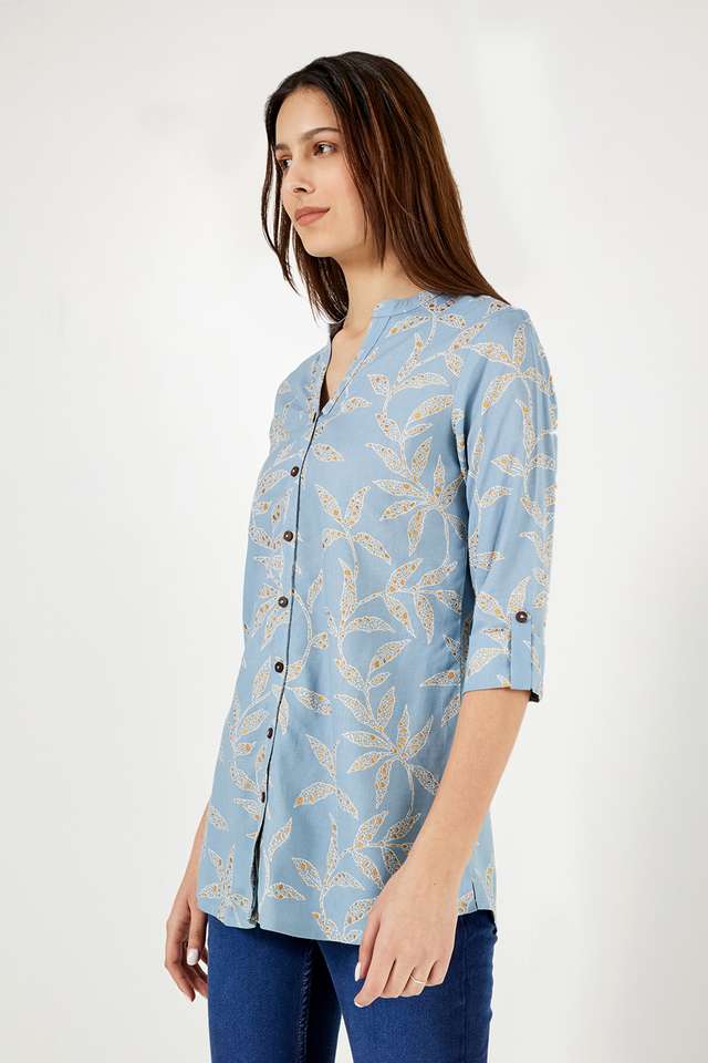 Floral-Rayon-Collared-Women-Casual-Wear-Tunic