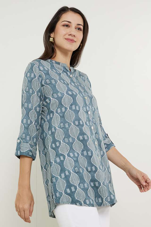 Printed-Rayon-Collared-Women-s-Tunic