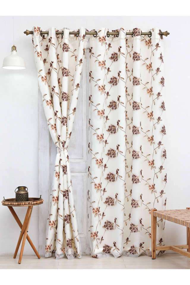 Hollyhock-2-in-1-Floral-Polyester-Eyelet-Door-Curtain