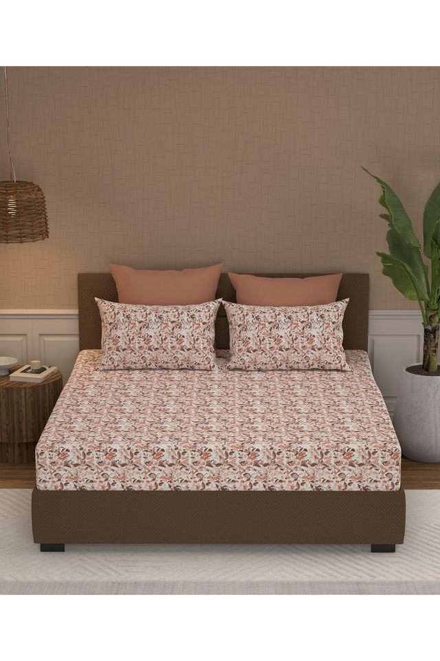 Home-Essential-with-Linnen-Cottage-144-TC-Cotton-1-Bedsheet-with-2-Pillow-Covers