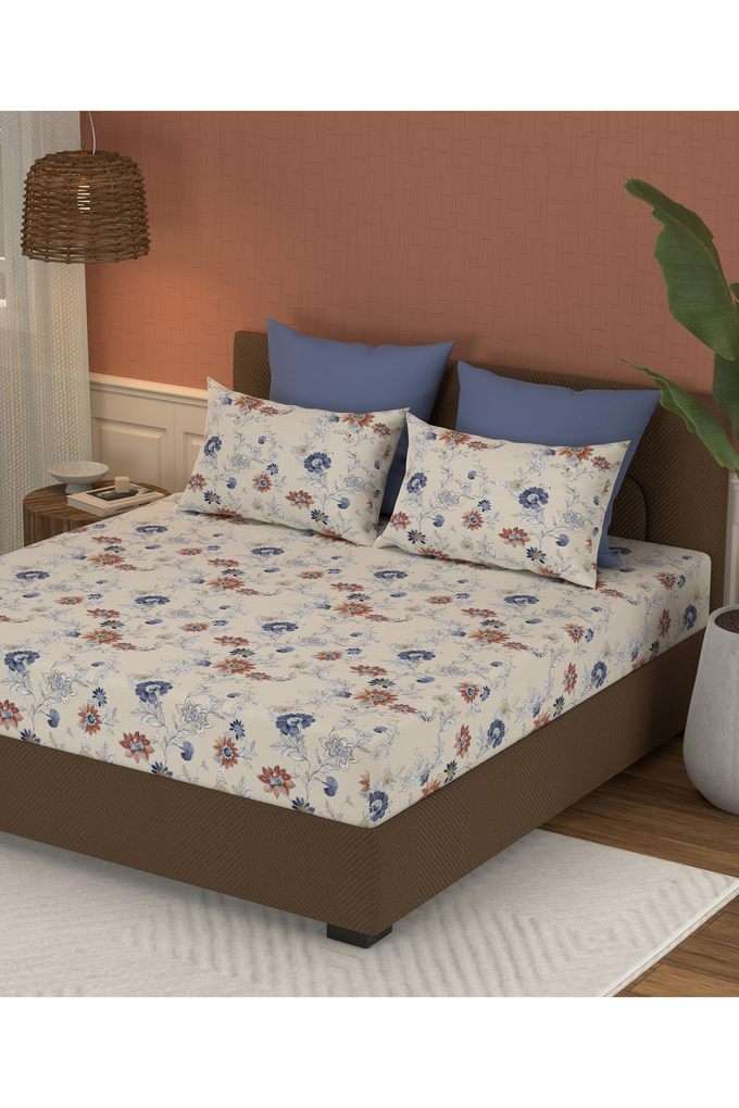 Home-Essential-with-Linnen-Cottage-144-TC-Cotton-1-Bedsheet-with-2-Pillow-Covers