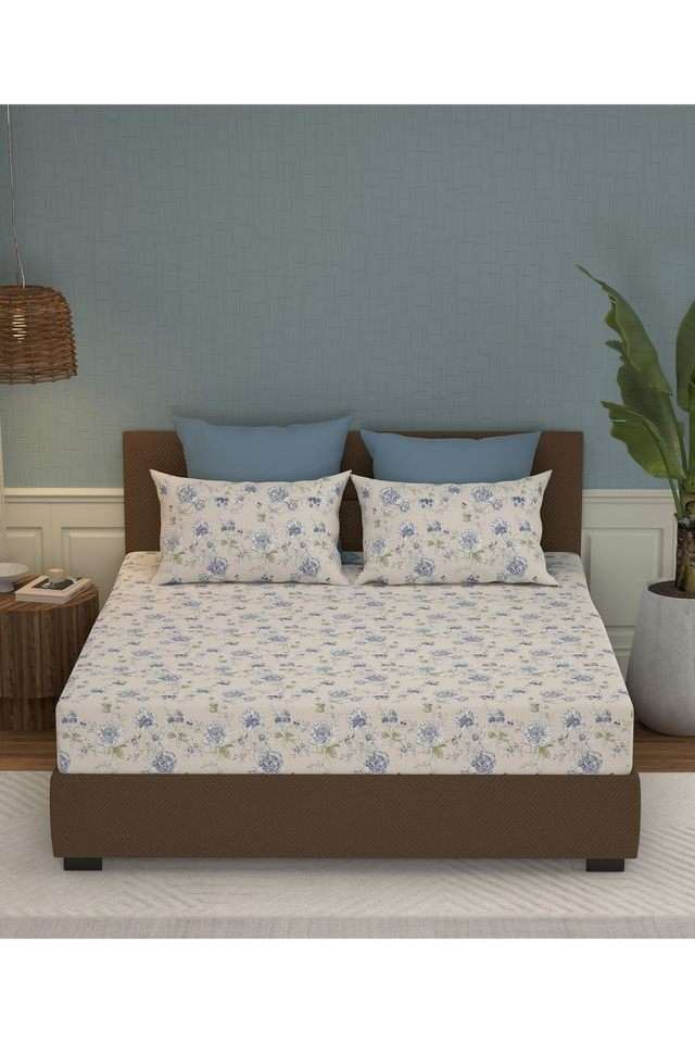 Home-Essential-with-Linnen-Cottage-144-TC-Cotton-1-Bedsheet-with-2-Pillow-Covers