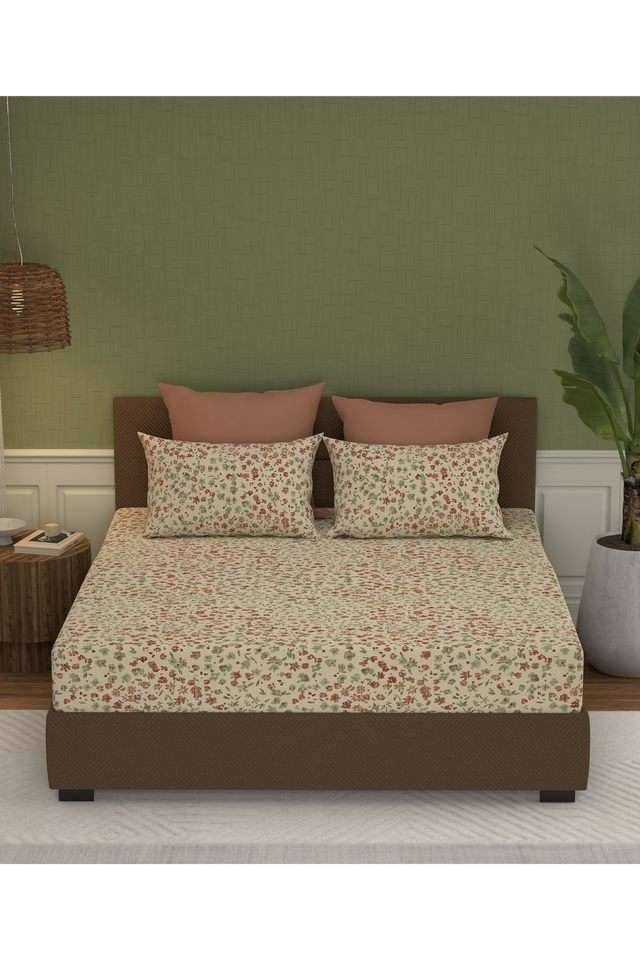 Home-Essential-with-Linnen-Cottage-144-TC-Cotton-1-Bedsheet-with-2-Pillow-Covers