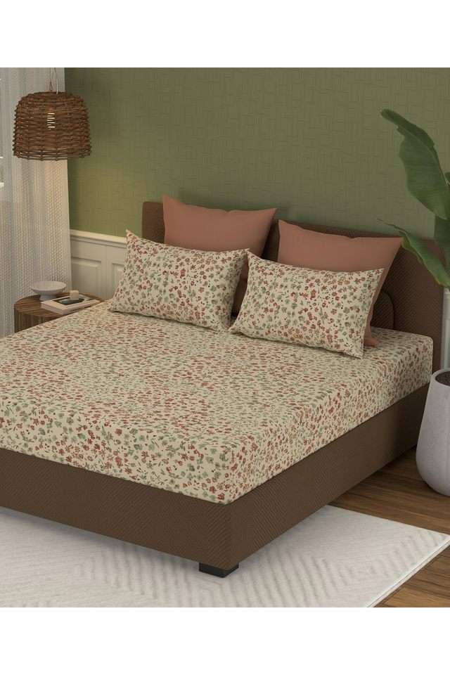 Home-Essential-with-Linnen-Cottage-144-TC-Cotton-1-Bedsheet-with-2-Pillow-Covers