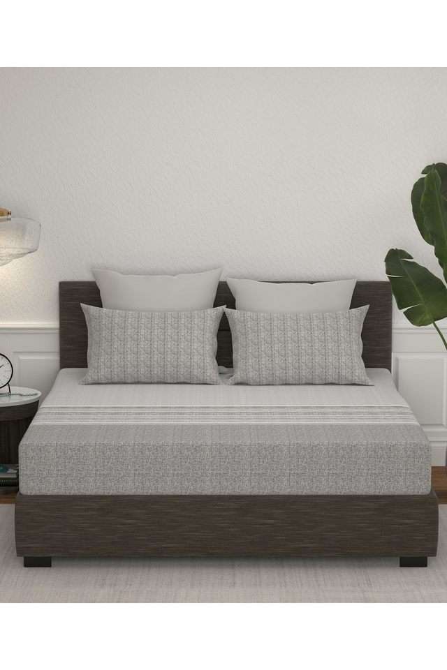 Home-Essential---Salt-and-Pepper-Printed-144-TC-Cotton-Double-Bedsheet-&-2-Pillow-Covers