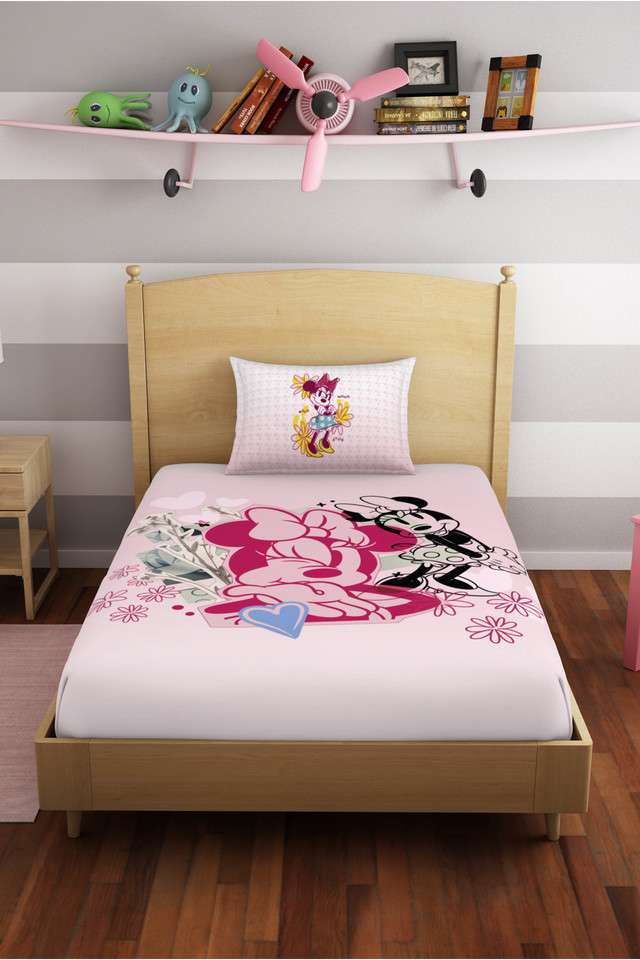 Skin-Safe-100--Cotton-180-TC-Disney-Minnie-Single-Bedsheet