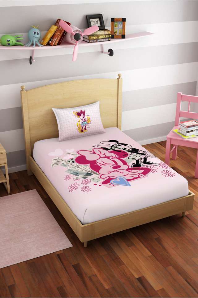 Skin-Safe-100--Cotton-180-TC-Disney-Minnie-Single-Bedsheet