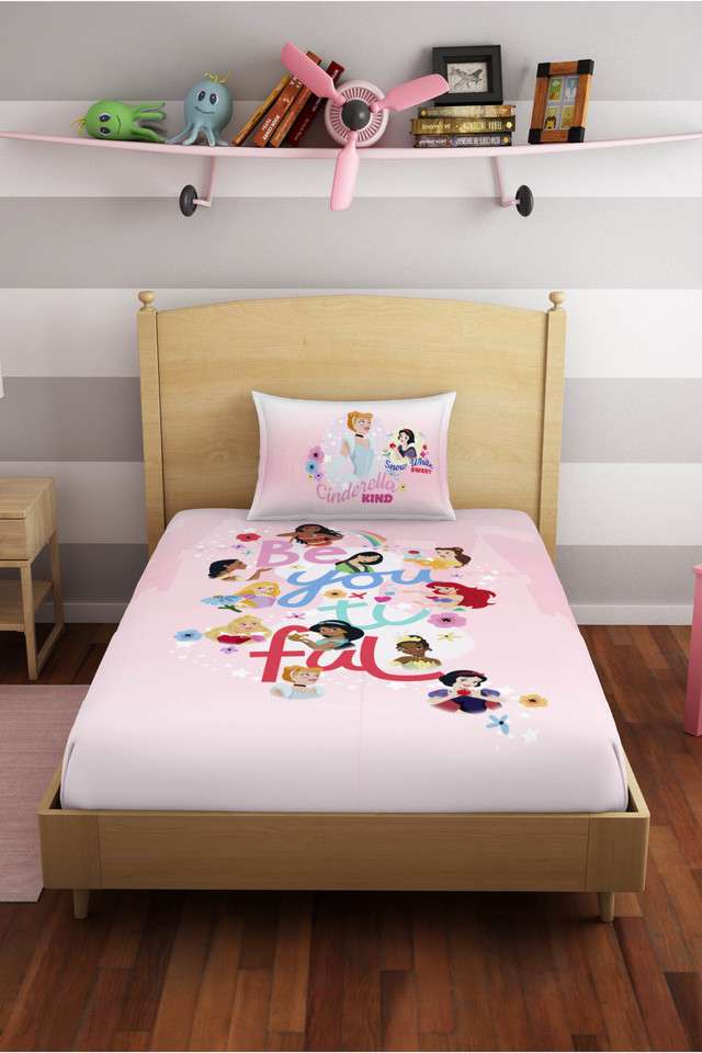 Skin-Safe-100--Cotton-180-TC-Disney-Princess-Single-Bedsheet