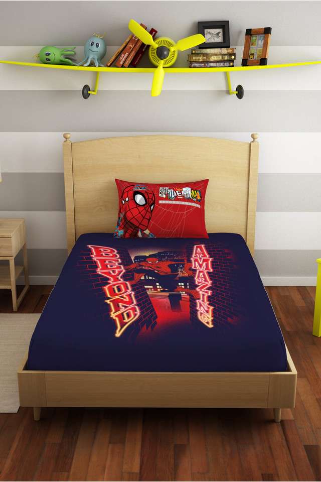 Skin-Safe-100--Cotton-180-TC-Marvel-Spiderman-Single-Bedsheet