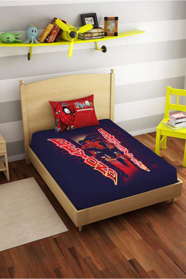 Skin-Safe-100--Cotton-180-TC-Marvel-Spiderman-Single-Bedsheet