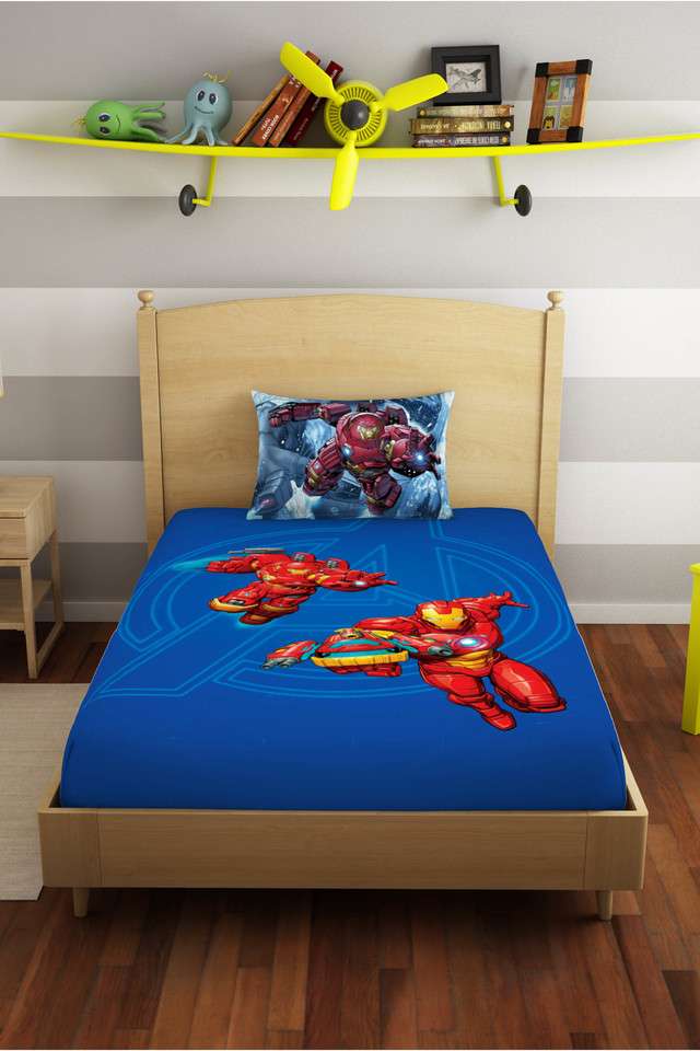 Skin-Safe-100--Cotton-180-TC-Marvel-Iron-Man-Single-Bedsheet