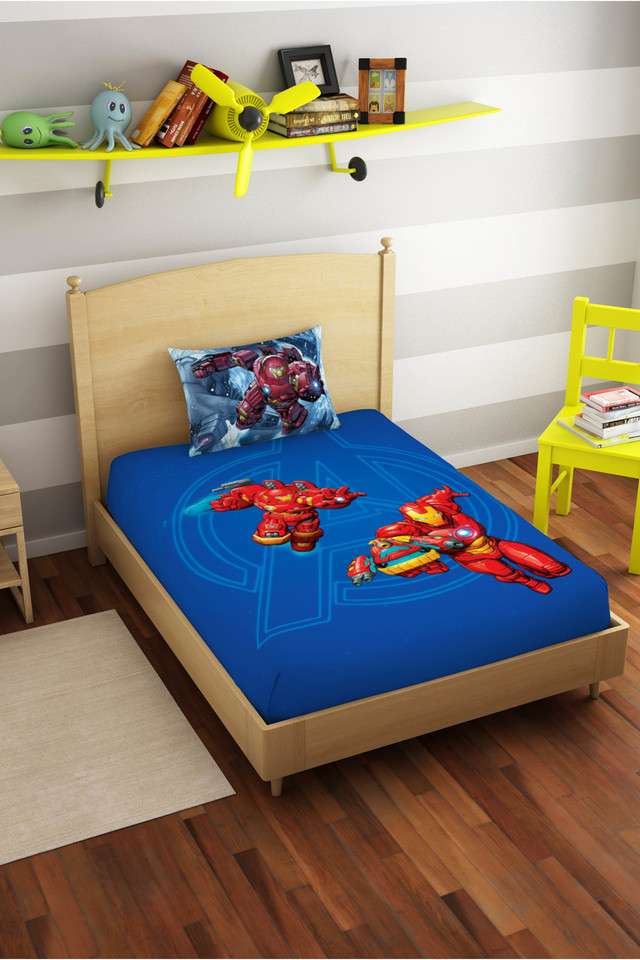 Skin-Safe-100--Cotton-180-TC-Marvel-Iron-Man-Single-Bedsheet