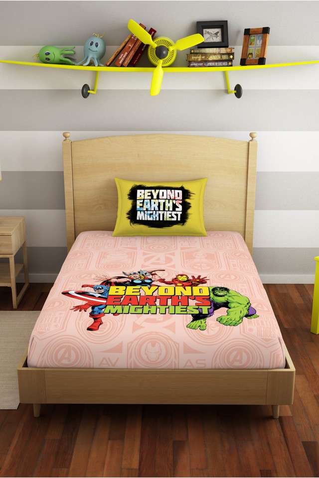 Skin-Safe-100--Cotton-180-TC-Marvel-Avengers-Single-Bedsheet