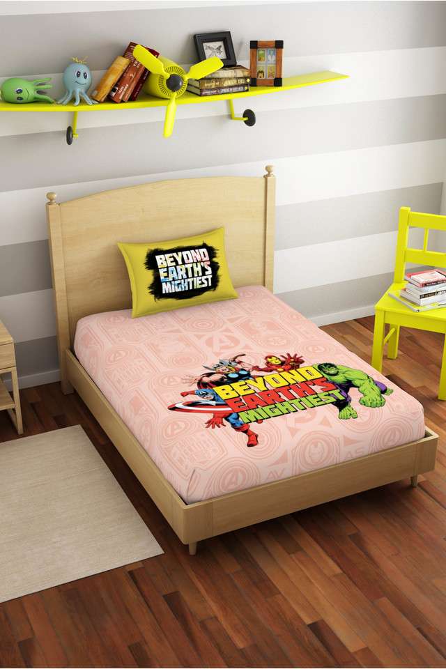 Skin-Safe-100--Cotton-180-TC-Marvel-Avengers-Single-Bedsheet