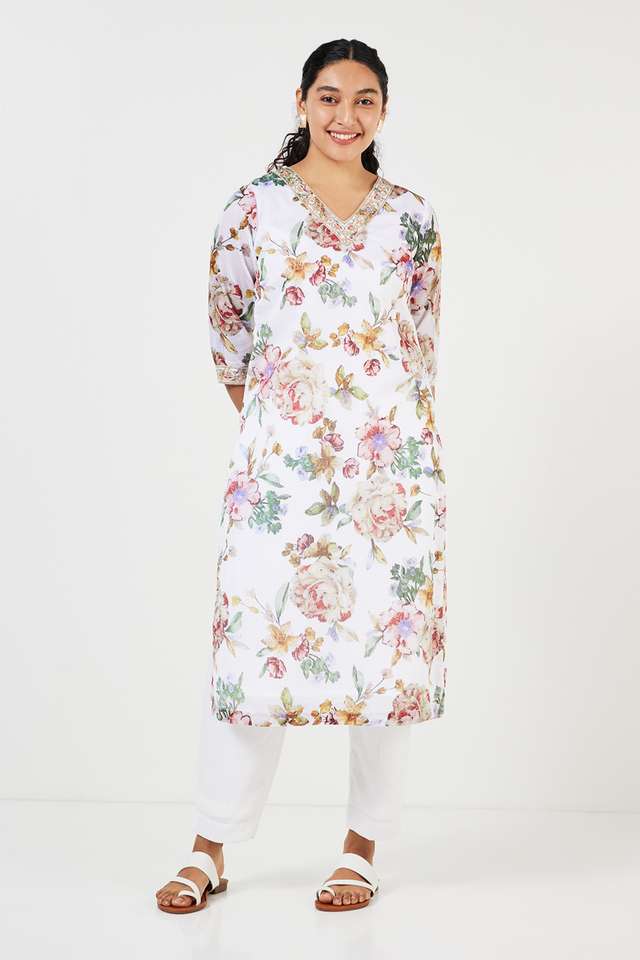 Embroidered-Art-Silk-Collared-Women-s-Casual-Wear-Kurta