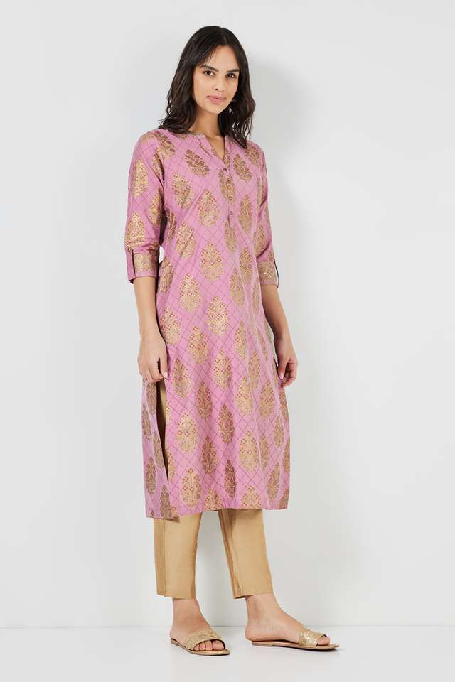 Printed-Polyester-Collared-Women-s-Festive-Wear-Straight-Kurta