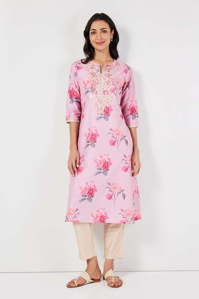 Printed-Polyester-Round-Neck-Women-s-Festive-Wear-Straight-Kurta