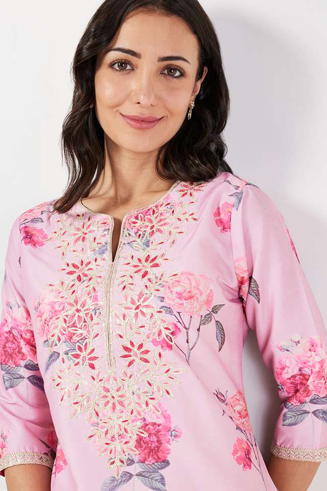 Printed-Polyester-Round-Neck-Women-s-Festive-Wear-Straight-Kurta