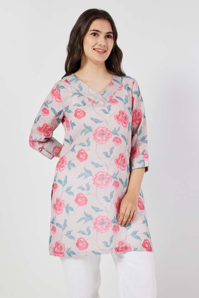 Printed-Linen-V-Neck-Women-s-Tunic