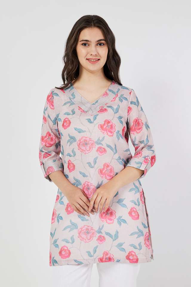 Printed-Linen-V-Neck-Women-s-Tunic