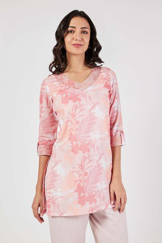 Printed-Linen-V-Neck-Women-s-Tunic