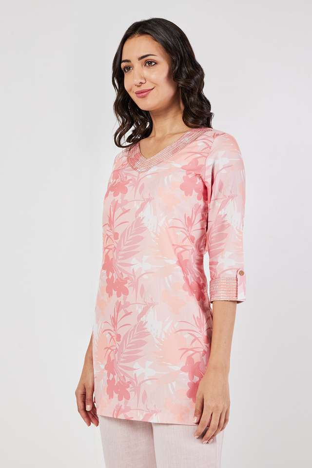 Printed-Linen-V-Neck-Women-s-Tunic
