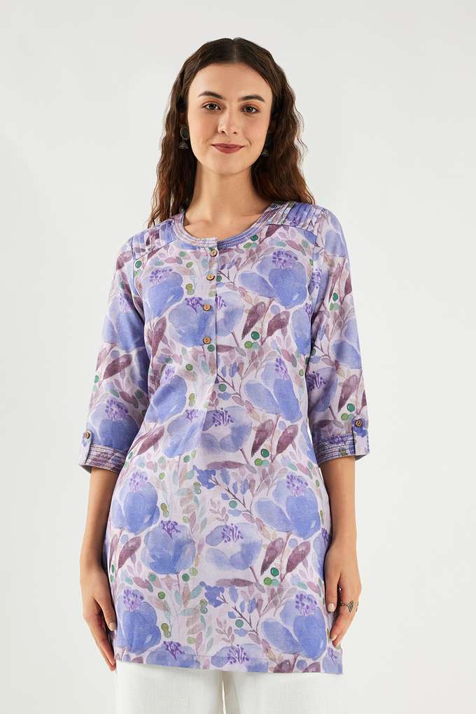 Printed-Linen-Collared-Women-s-Tunic