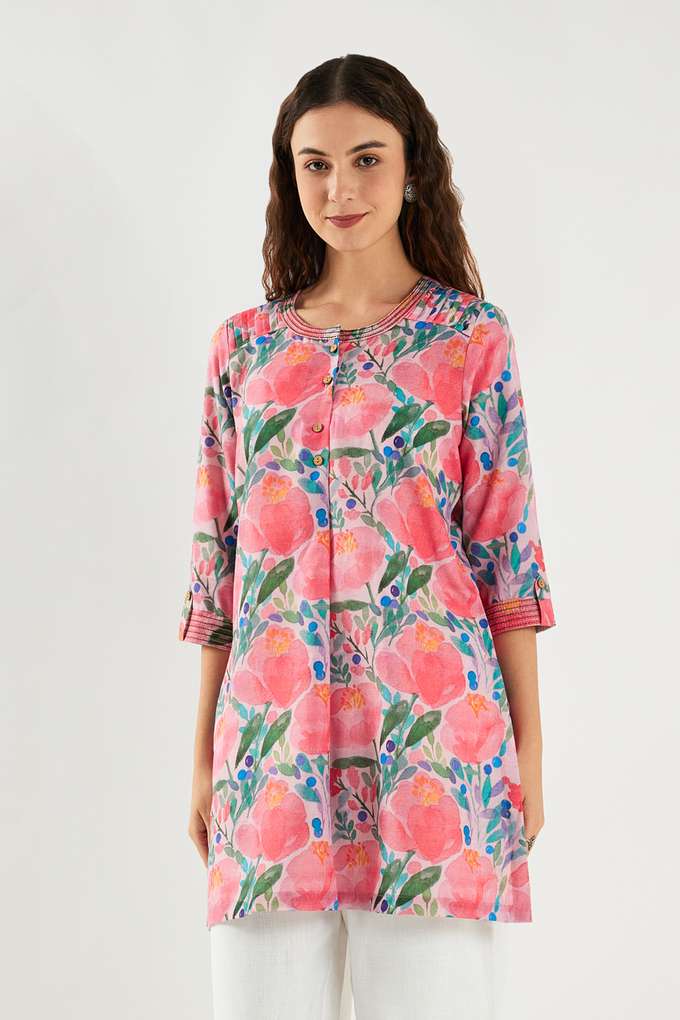 Printed-Linen-Collared-Women-s-Tunic